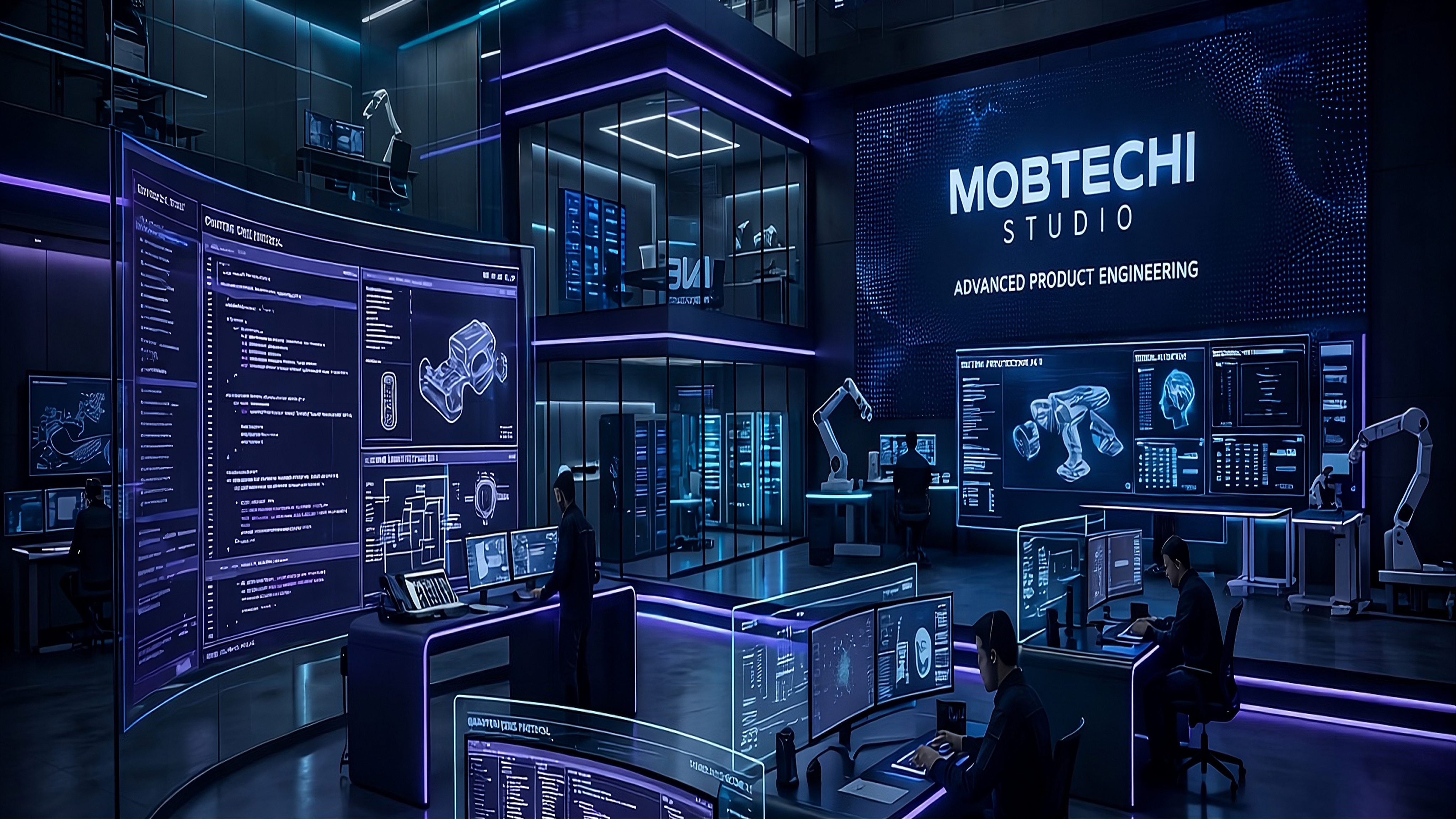 Modern world-class synthetic engineering studio with MobTechi Studio branding